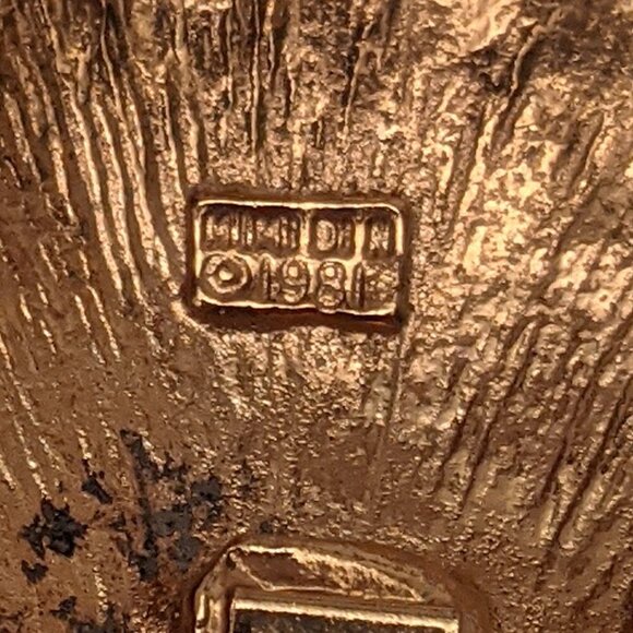 Vintage Mimi di Niscemi Gold Shell Belt Buckle Interlocking Talbots Red Vegan 81 - Picture 7 of 13